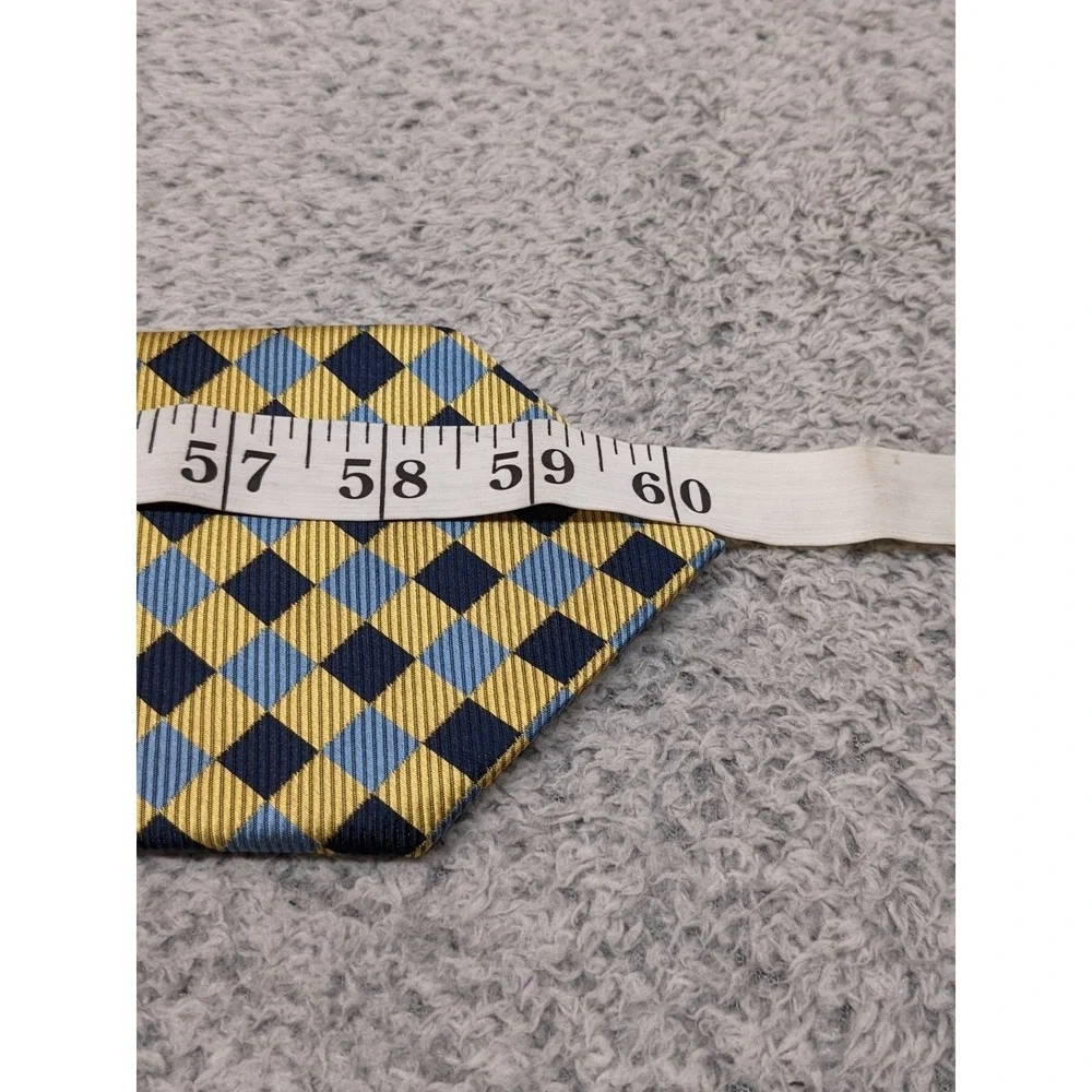 Brooks Basics Silk Tie Repp Style Diamond Geometric Blue & Gold USA Preppy Ivy